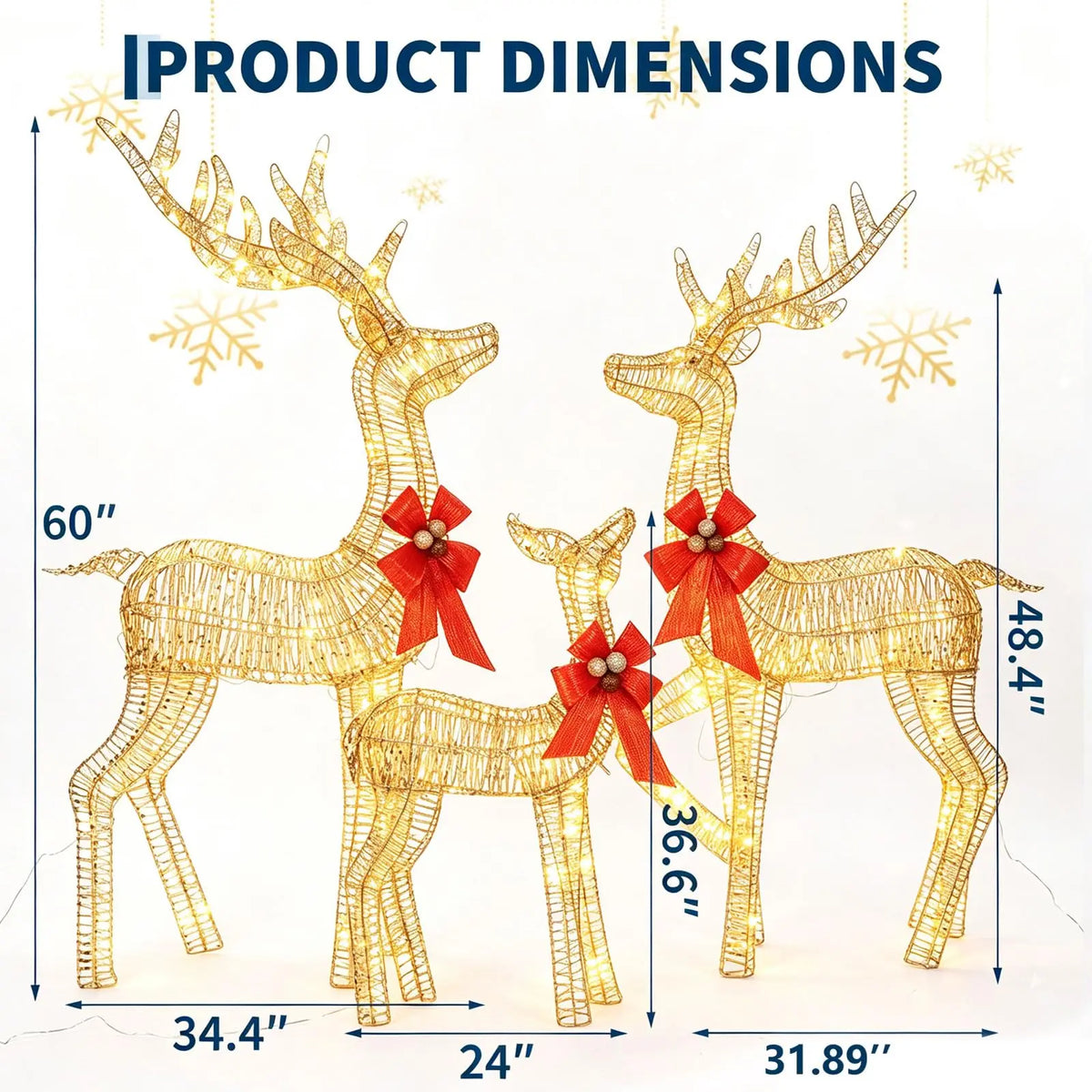 HiMISS Lighted Christmas Reindeer Family Yard Decor