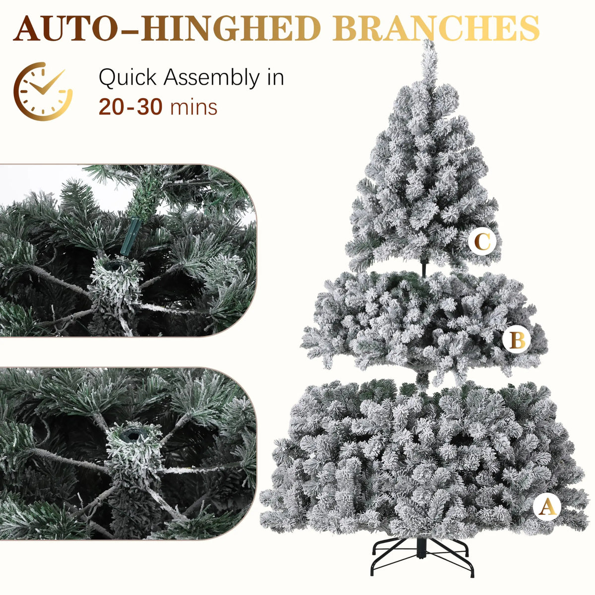 Snow Flocked Prelit Christmas Tree With Warm White LEDs