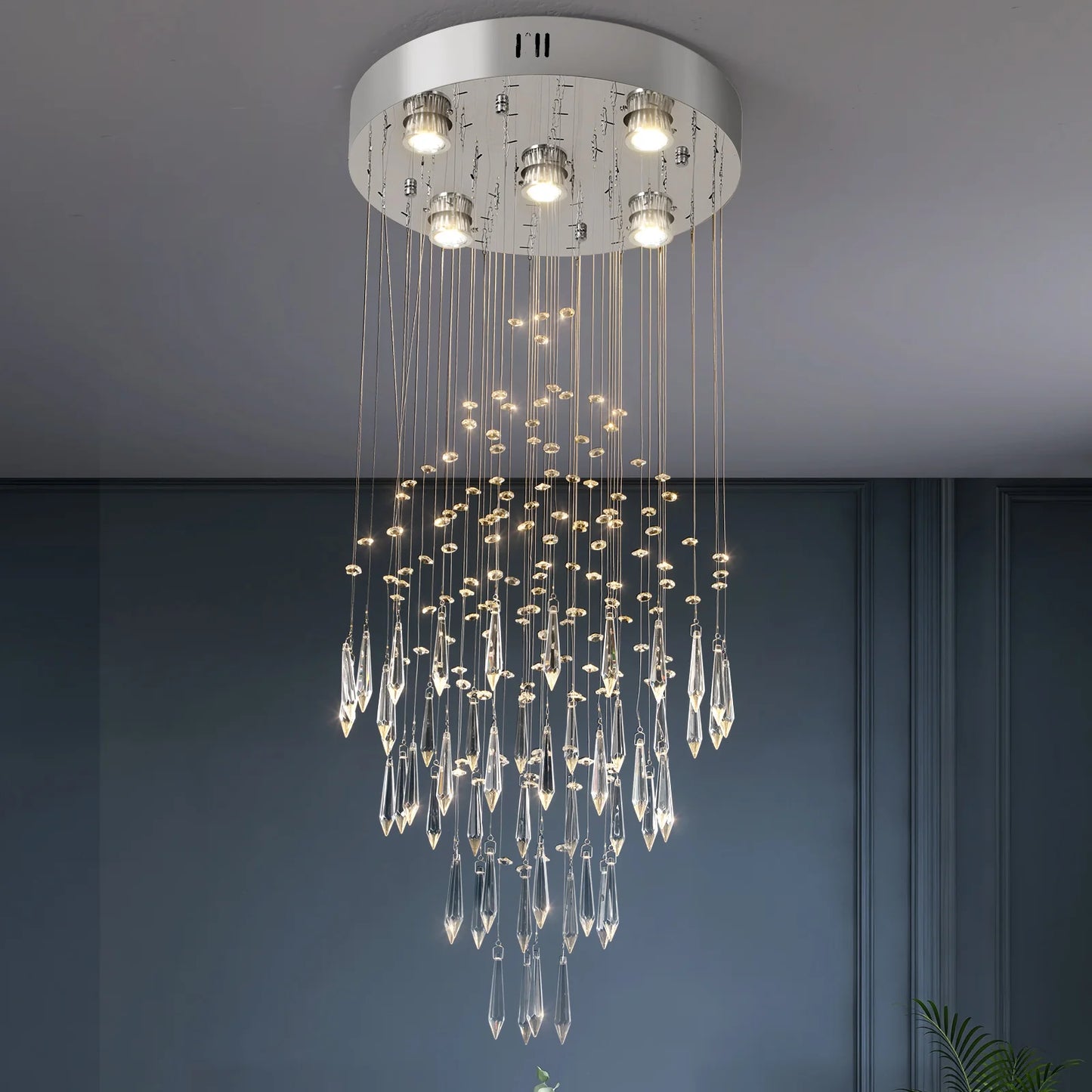 Luxury Crystal Led Pendant Light Loft Stair Droplight Modern Chandelier Ceiling Lamps Home Appliance Deco Lustre Hanging Fixture