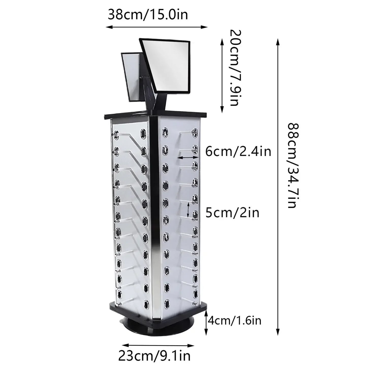 44 Pairs Sunglasses Organizer Holder.  Glasses Display Stand.   Rack 360° Rotating with Mirror. For Home, Shop , Exhibition Display