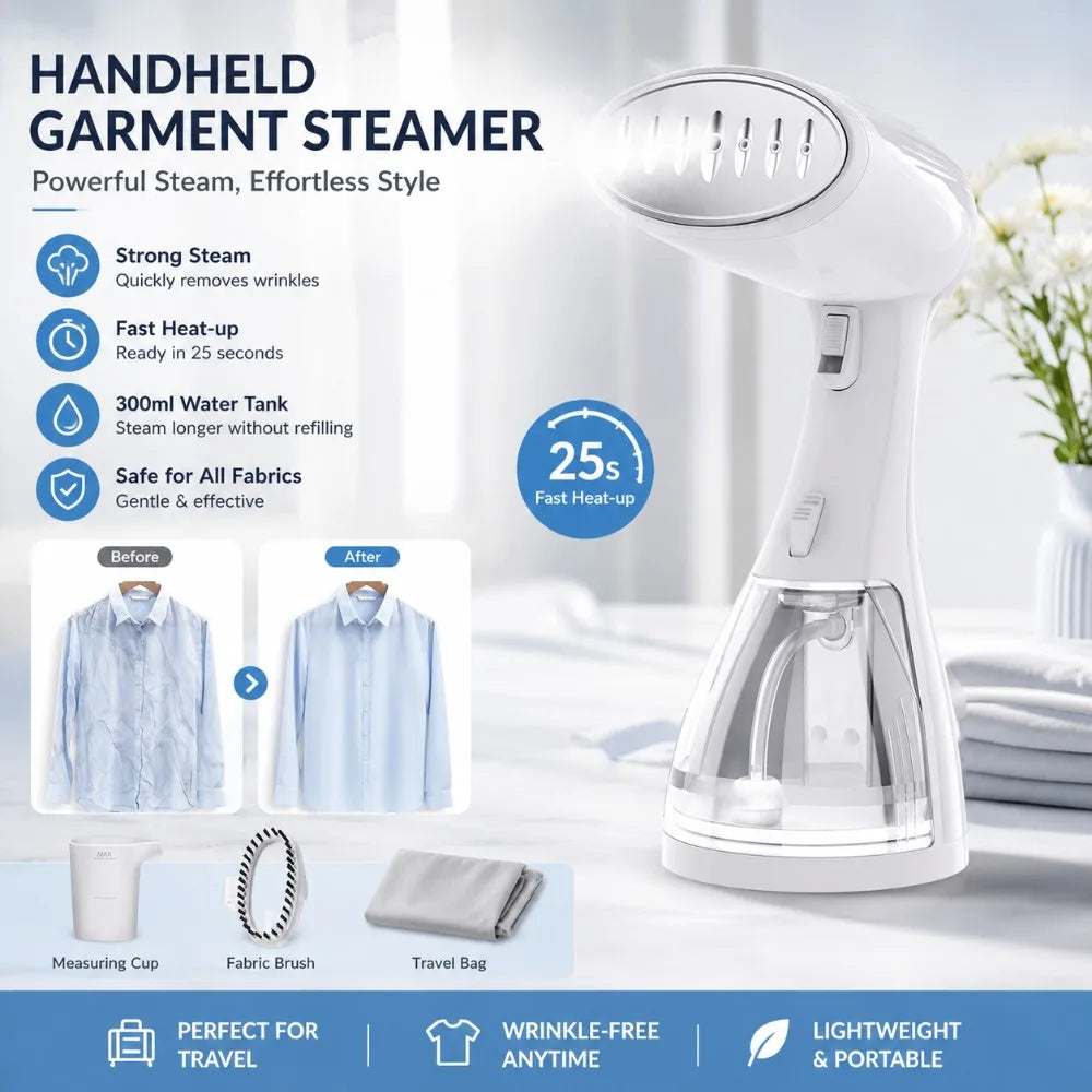 Handheld 1500W Steamer Portable Travel Garment Brush