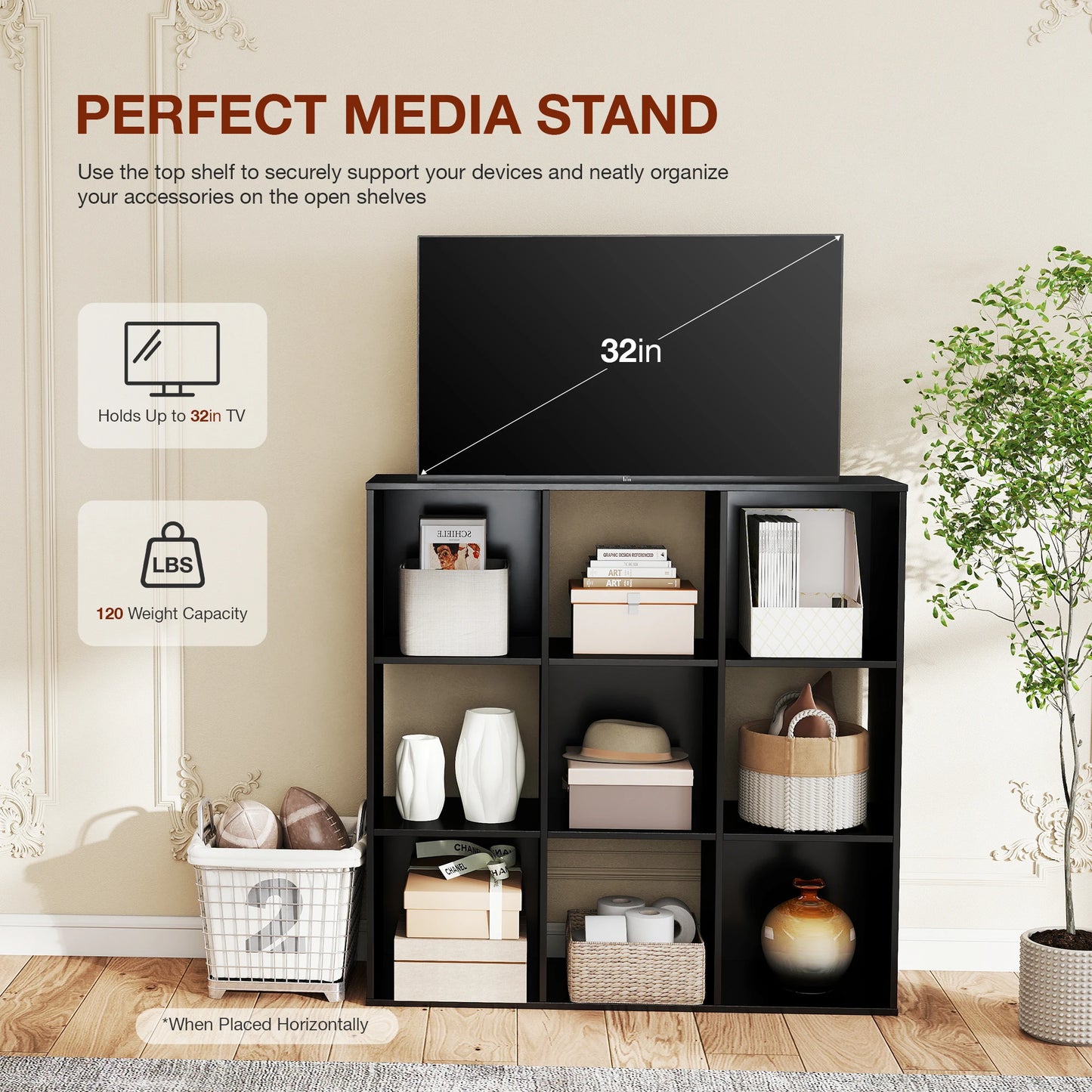 JHK Wooden Cube Storage Organizer Open Bookshelf