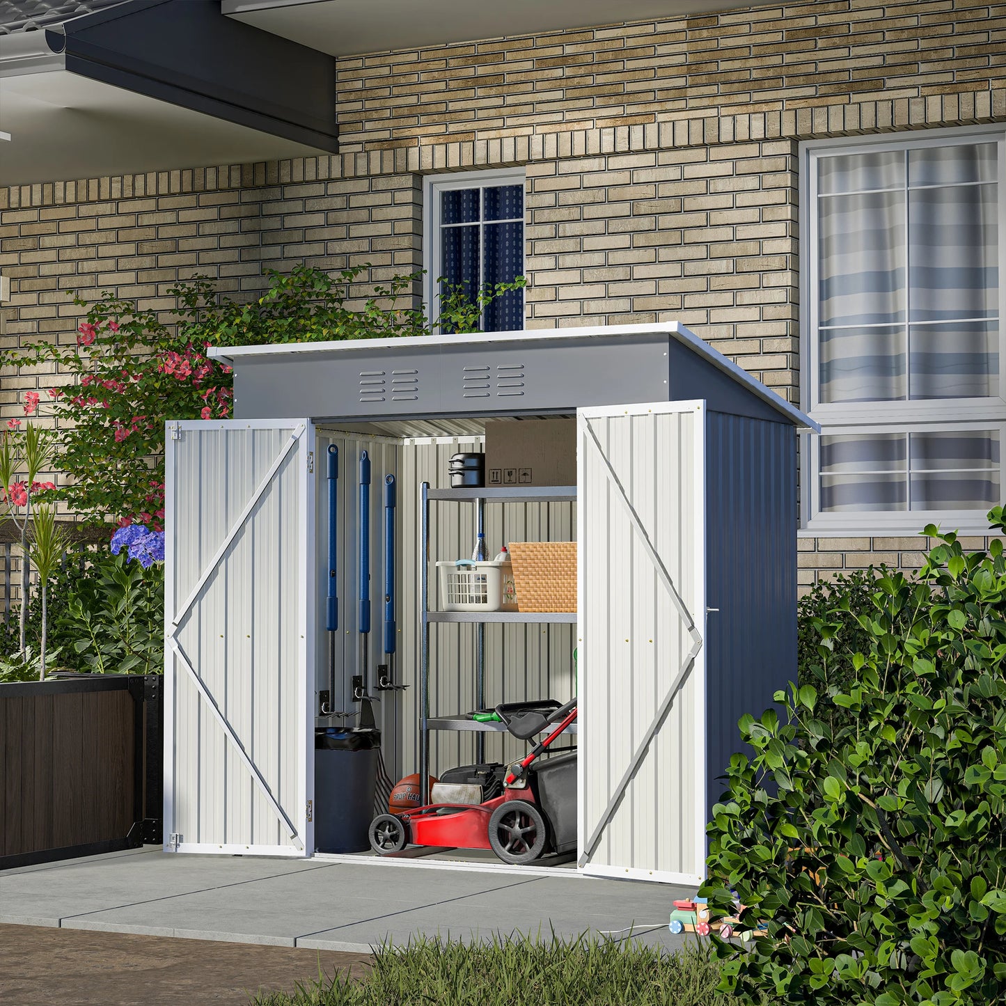 GIHAUVIA Metal Outdoor Storage Cabinet With Lockable Doors