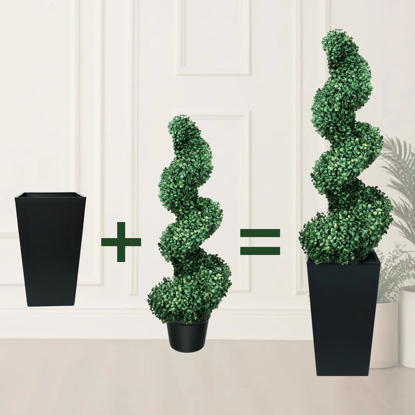 Olitree Artificial Spiral Boxwood Topiary Tree With Planter