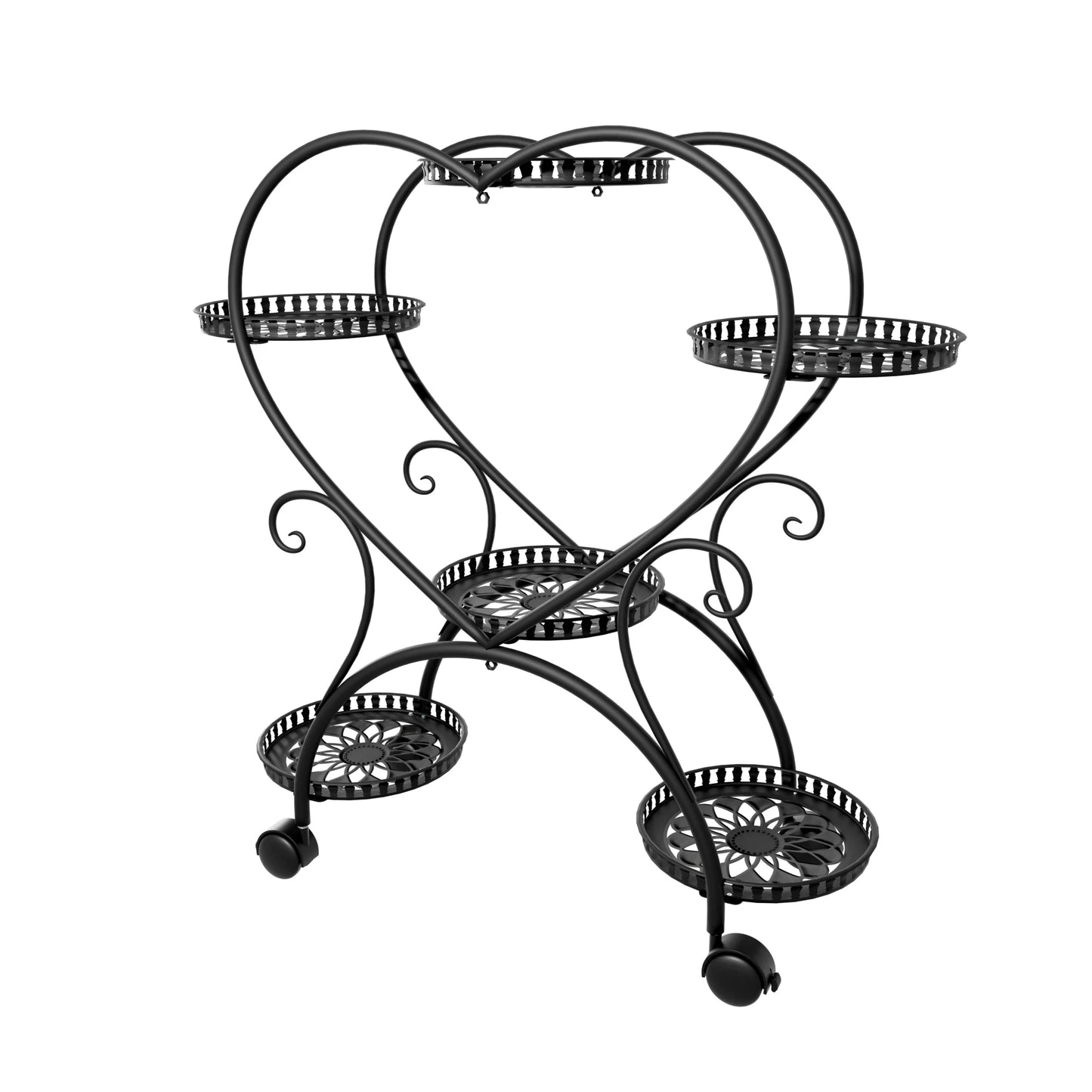 Wisfor Heart Shaped Metal Rolling Plant Stand