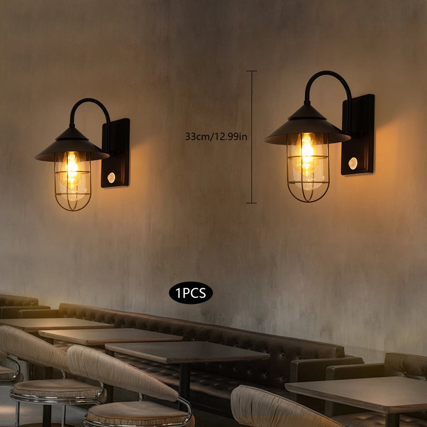 Bymaocar Retro Wall Sconce With E26 Motion Sensor