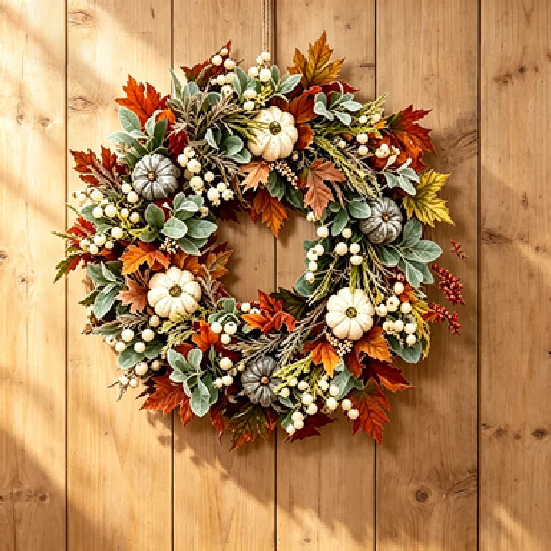 Thanksgiving Pumpkin And Maple Leaf Door Wreath