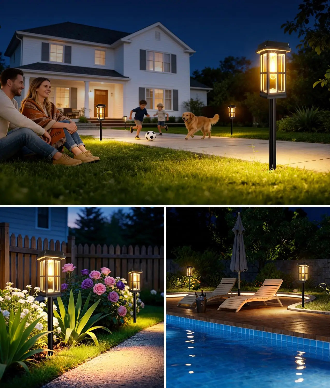 Solar Powered Pathway Lights . 8 Pack IP65 Waterproof Auto On Off Outdoor Landscape Lighting.   Decorative Solar Garden Lamps for Patio Lawn Walkway Driveway Yard