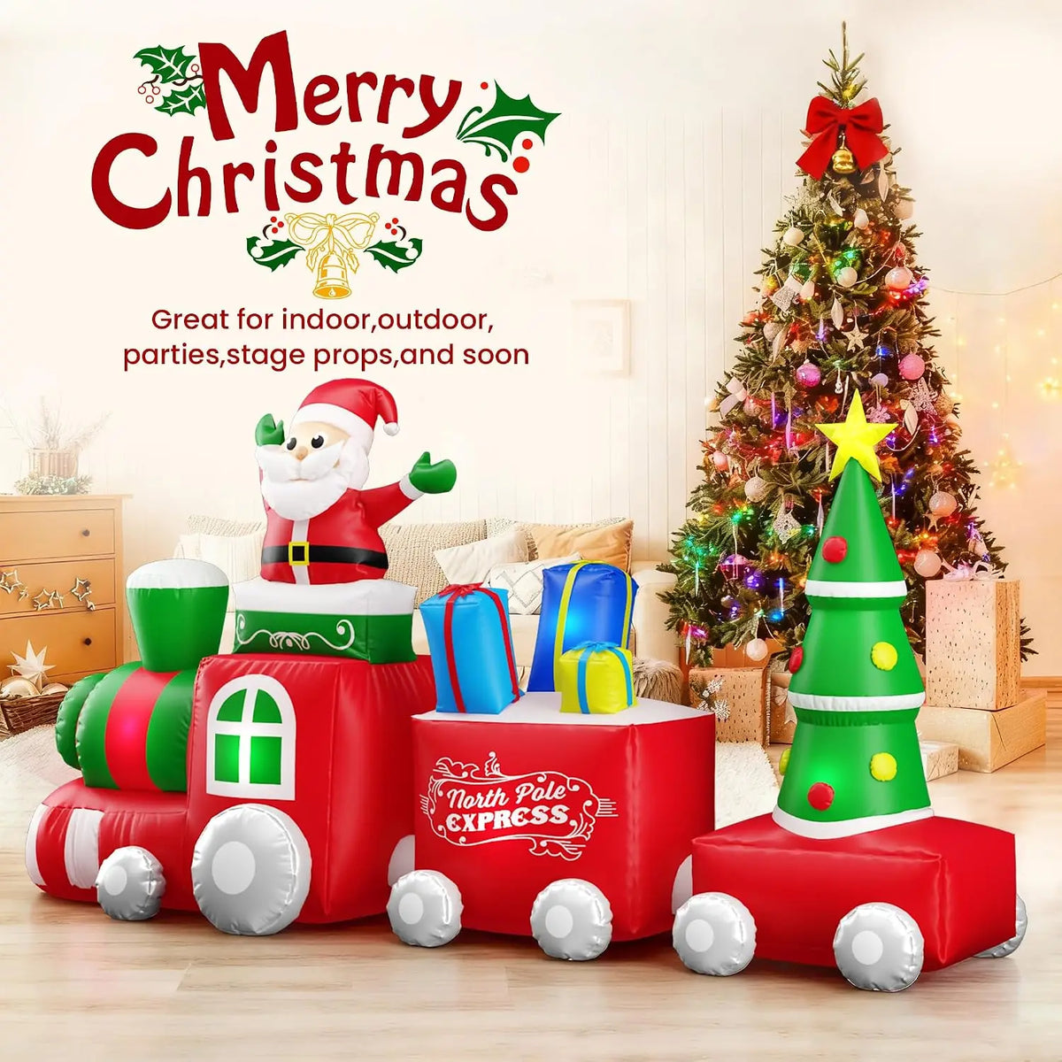 SHXI Christmas Inflatable Santa Train Decoration