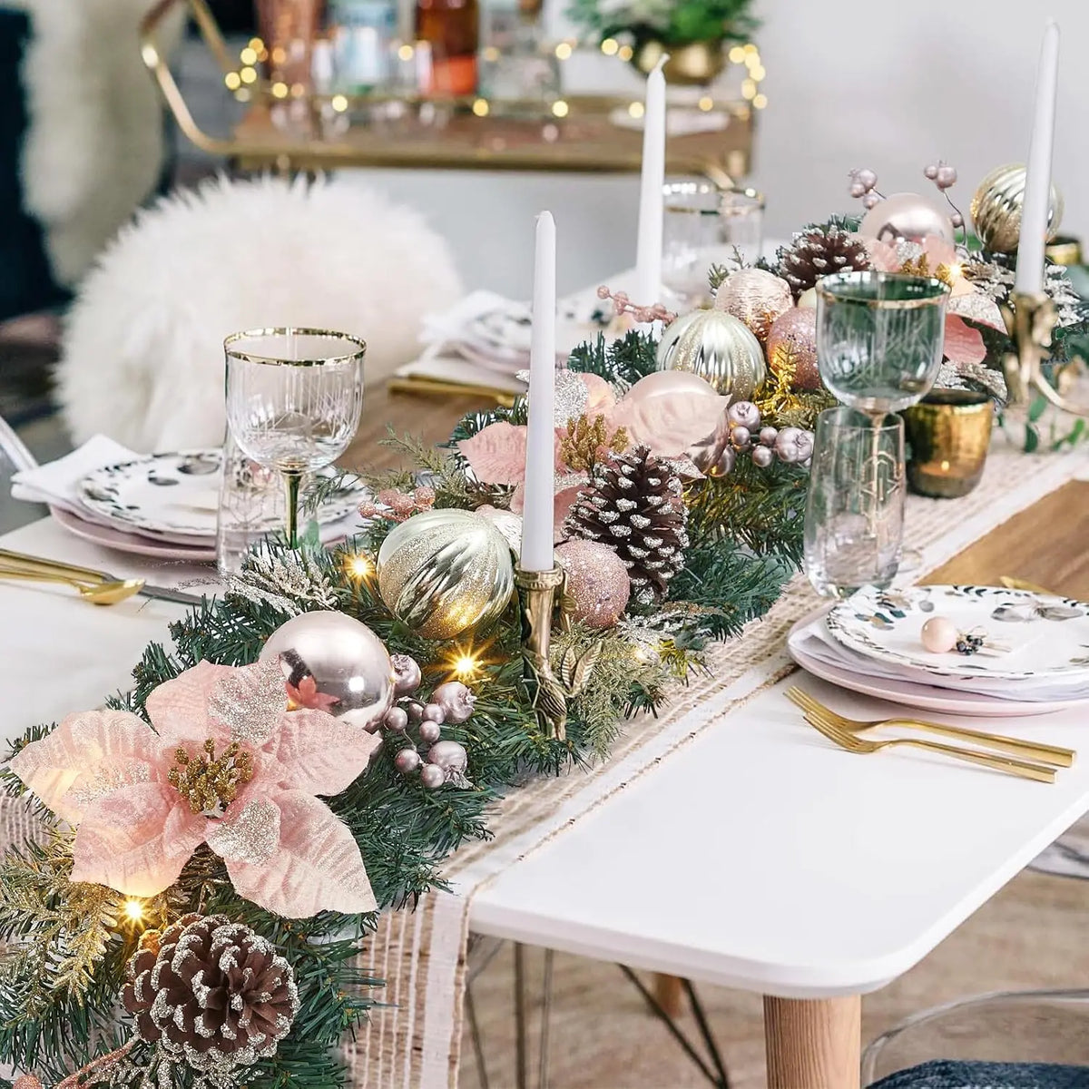 Tacleekii Prelit Christmas Garland With Ornaments