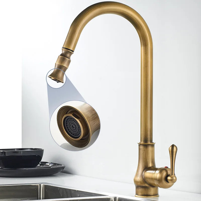 Alenartwater Brass Kitchen Faucet Single Handle Pull Out Tap