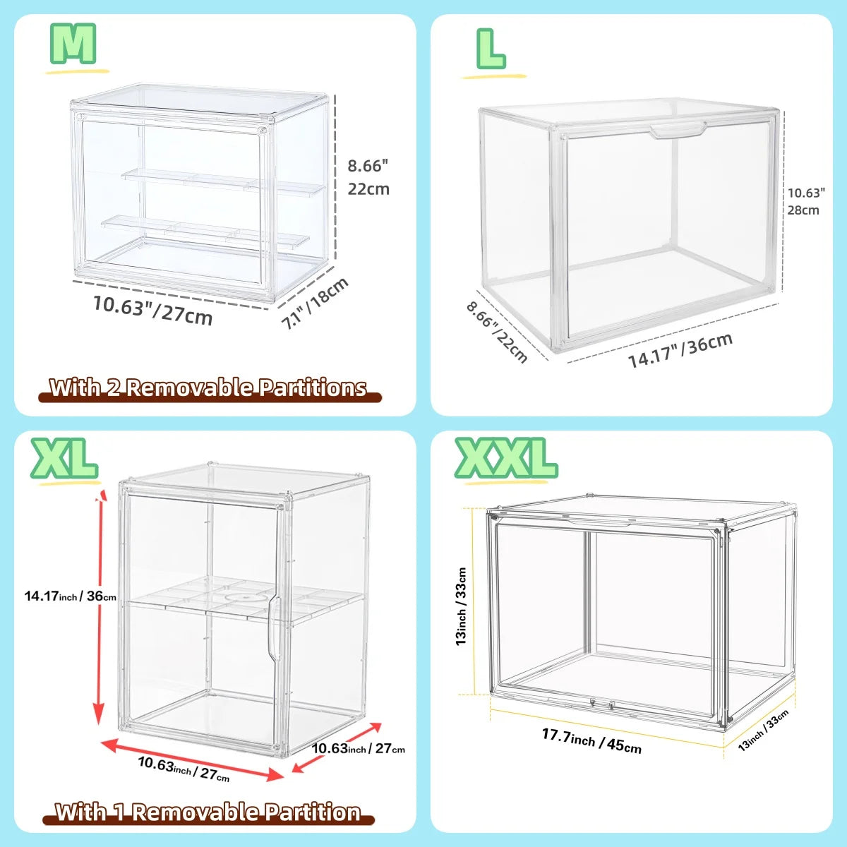 Acrylic Display Box, Clear Stackable Storage Case Bins Organizer for Blind Box Toy Collectible Cosmetic Makeup Figure