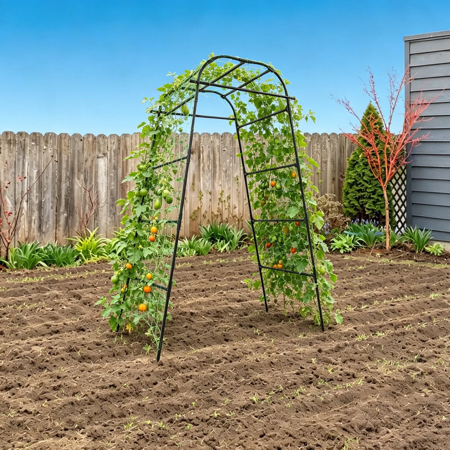 Metal Garden Arch Trellis 80*90*210CM Vegetable Plant Climbing Frame for Wedding Party Climbing Plant Outdoor Indoor