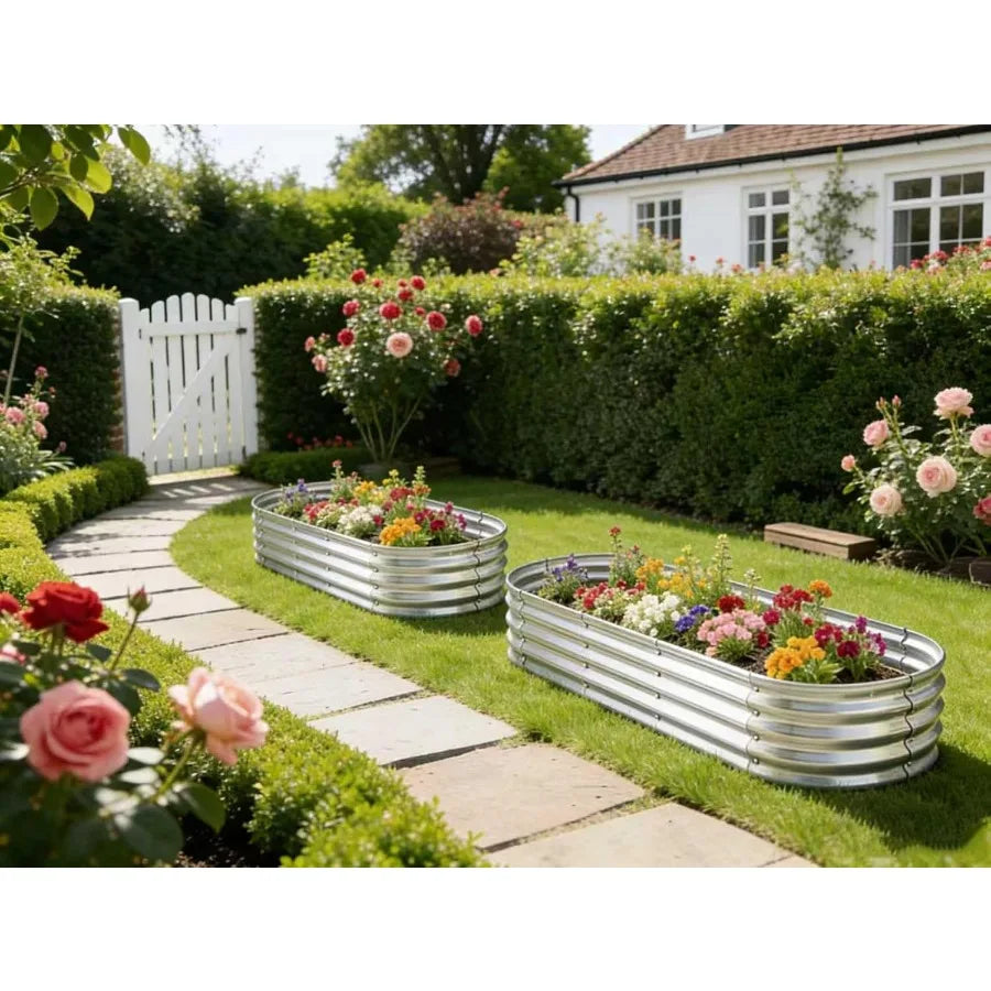Raised Garden Bed Metal Planter For Vegetables Flowers Herbs
