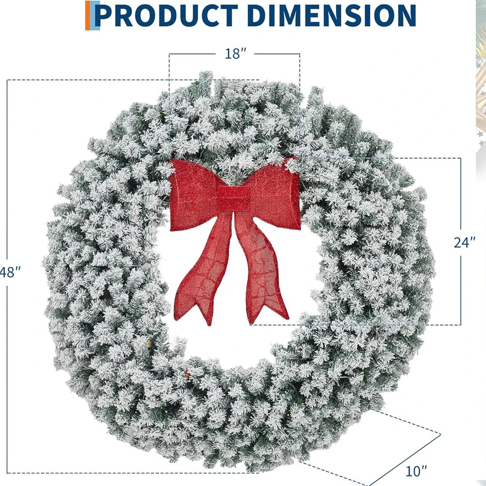 HiMISS Prelit Christmas Wreath With Lighted Bow