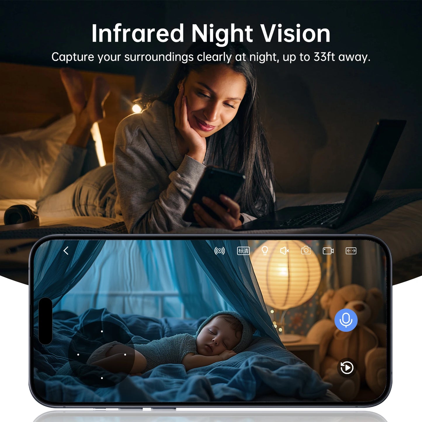 PTZ WIFI IP Camera Wireless Home Security Robot Camera 360° Two Way Audio Auto Tracking Invisible Lens Indoor Baby Monitor