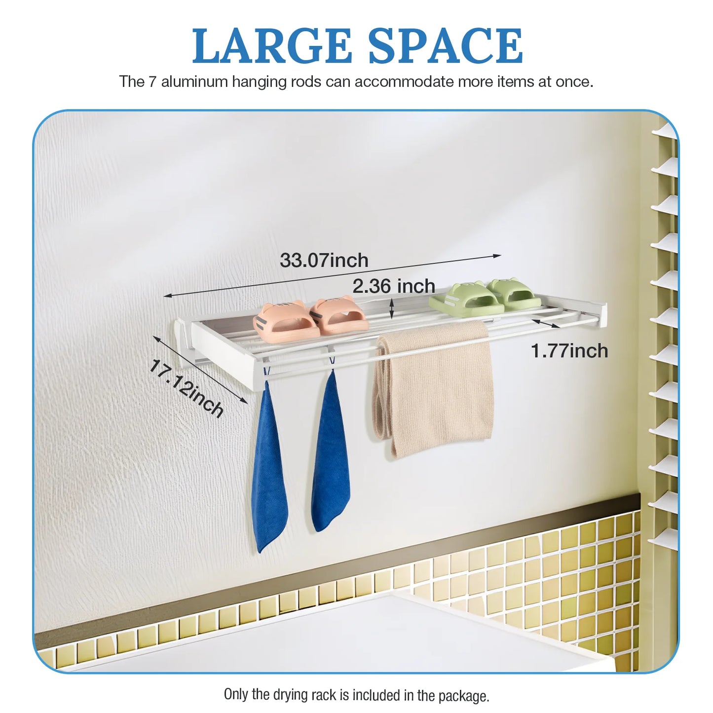 Wall Mount Retractable Clothes Drying Rack Foldable Aluminum Hanging Rods ABS Frame 84cm Expandable Laundry Rack 2kg Load