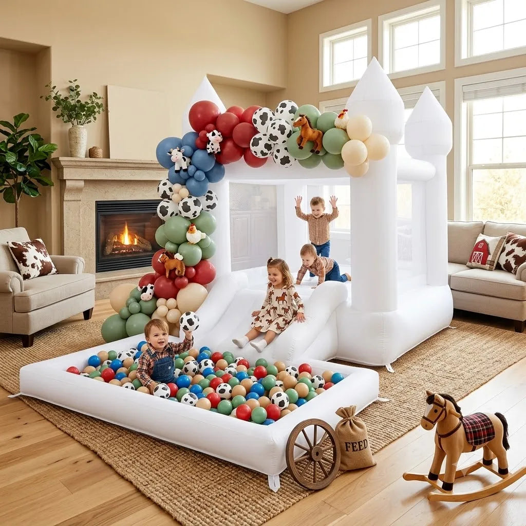 Inflatable Bouncy Castle With Slide And Ball Pit For Kids