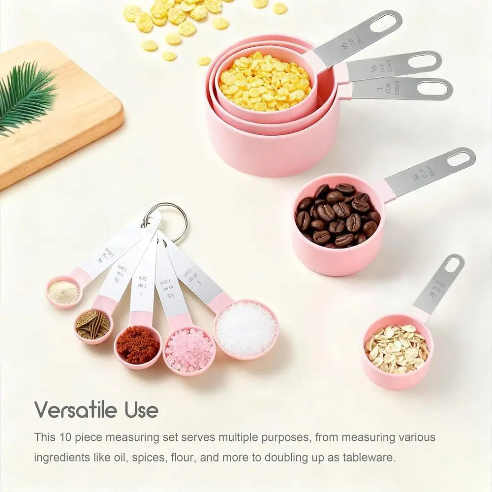 Stainless Steel Handle Measuring Cups And Spoons Set