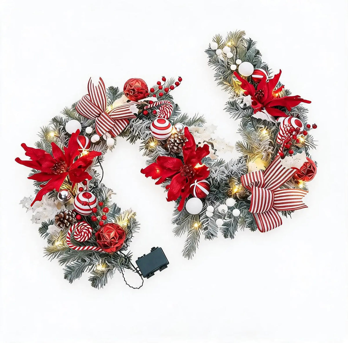 Tacleekii Prelit Christmas Garland With Ornaments
