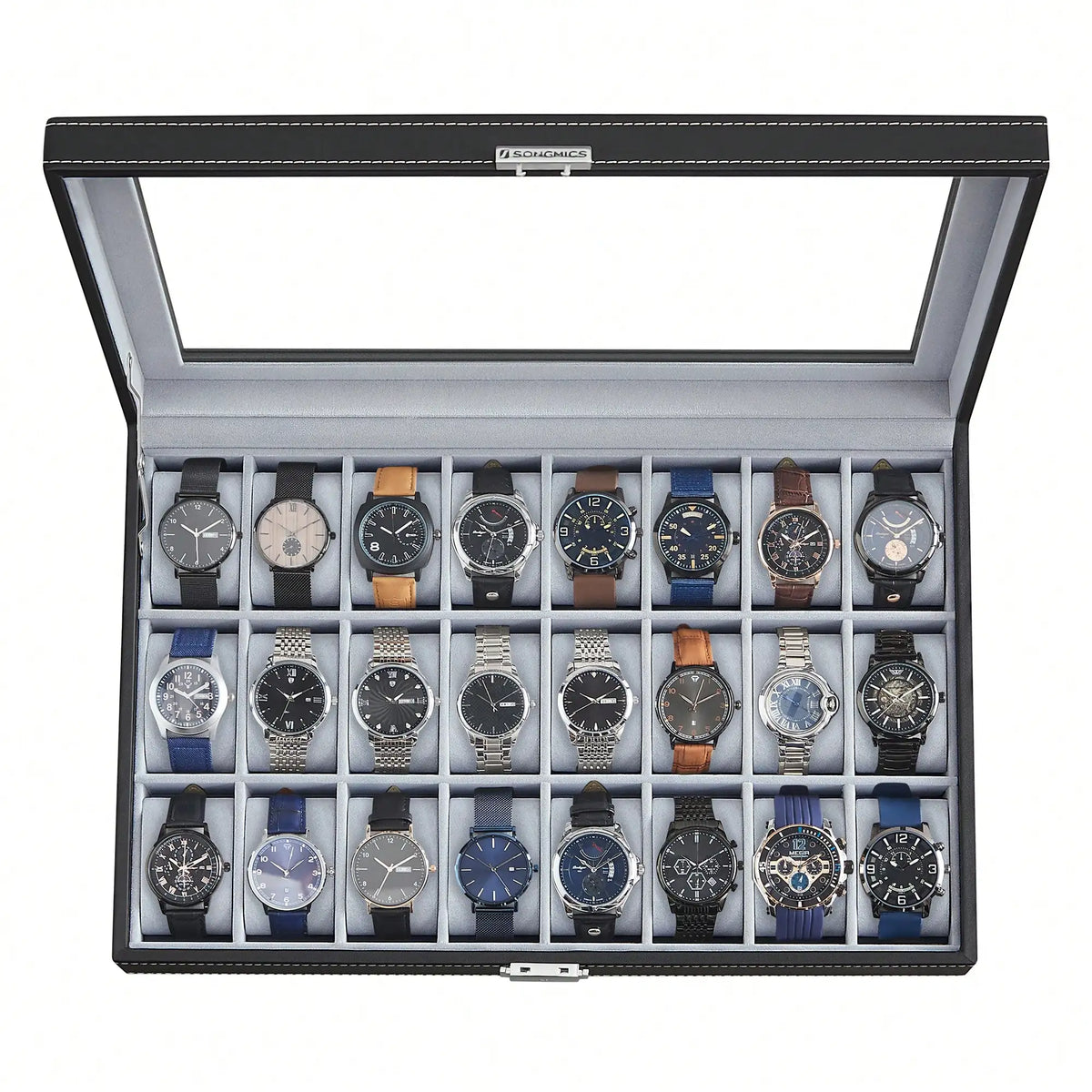 Lockable 24 Slot Watch Display Storage Box
