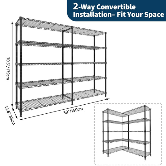 TWISTER.CK Heavy Duty 4 Tier Adjustable Metal Shelving