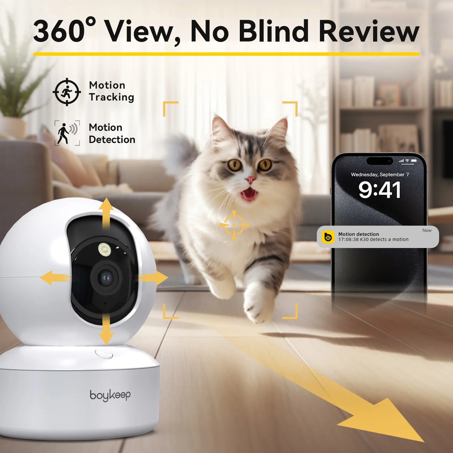 BoyKeep 2K WiFi Security Camera 360PTZ Night Vision