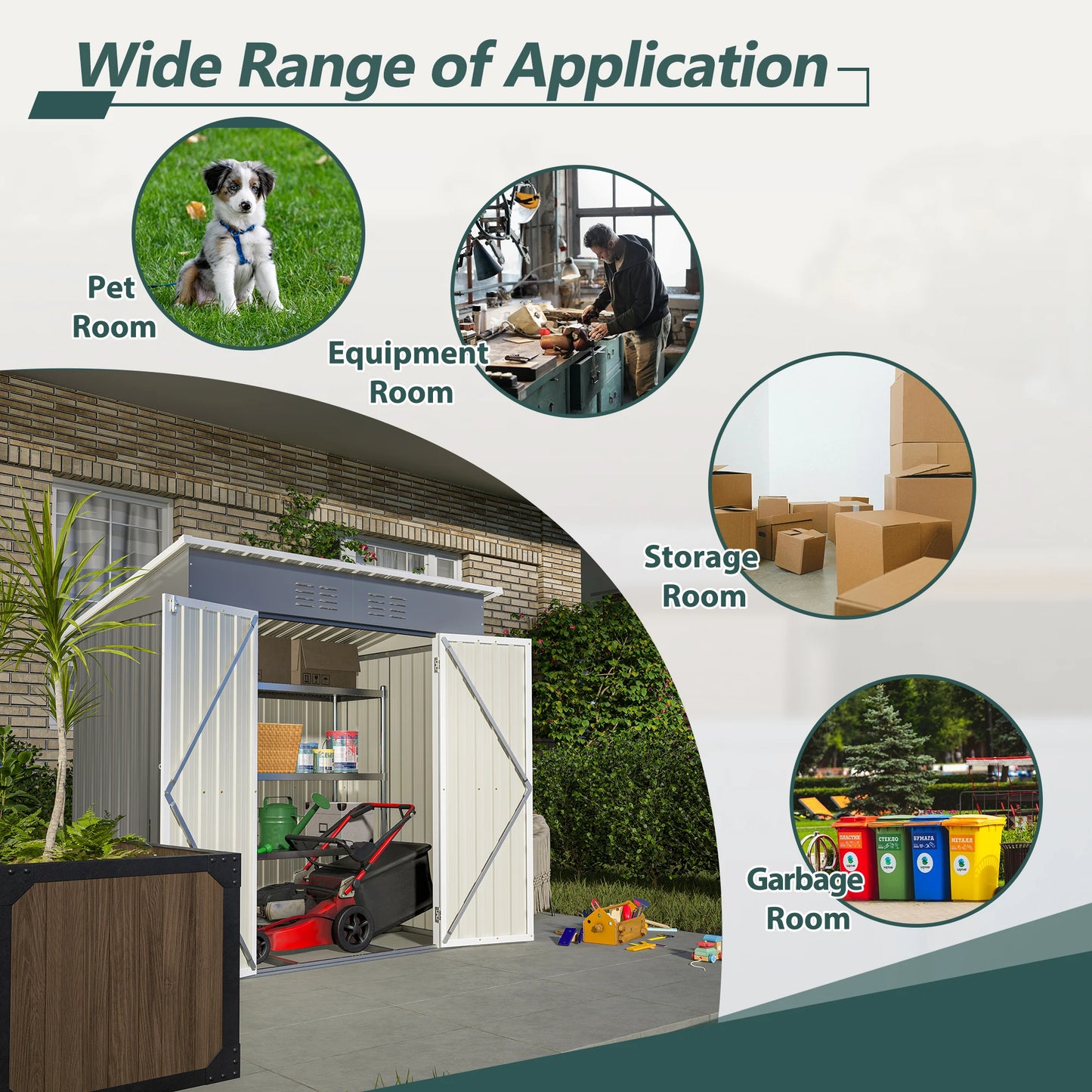 GIHAUVIA Metal Outdoor Storage Cabinet With Lockable Doors