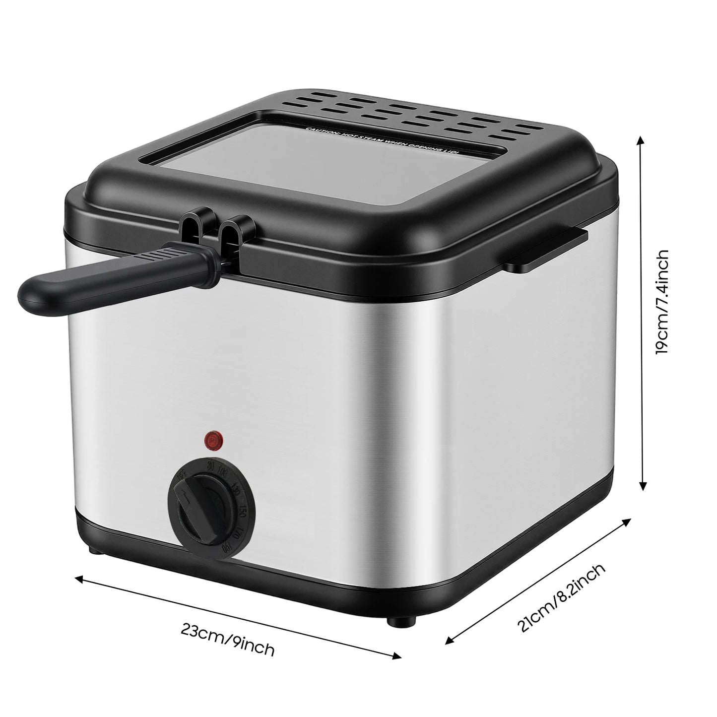 Electric Deep Fryer 2.64qt, Stainless Steel Oil Fryer with Basket & Adjustable Temp 176-374°F, 1000W for Home Fries Chicken