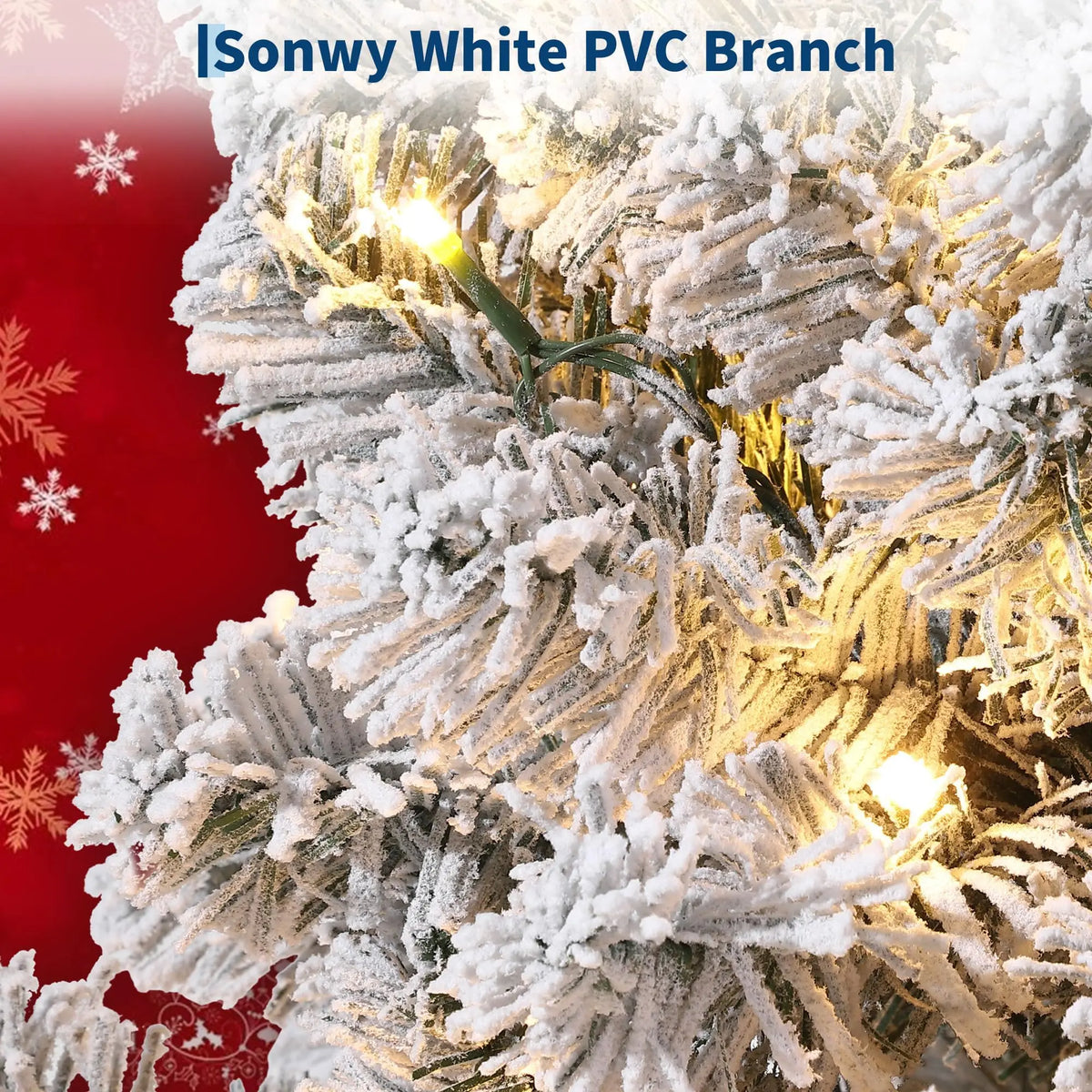 Snow Flocked Prelit Christmas Tree With Warm White LEDs