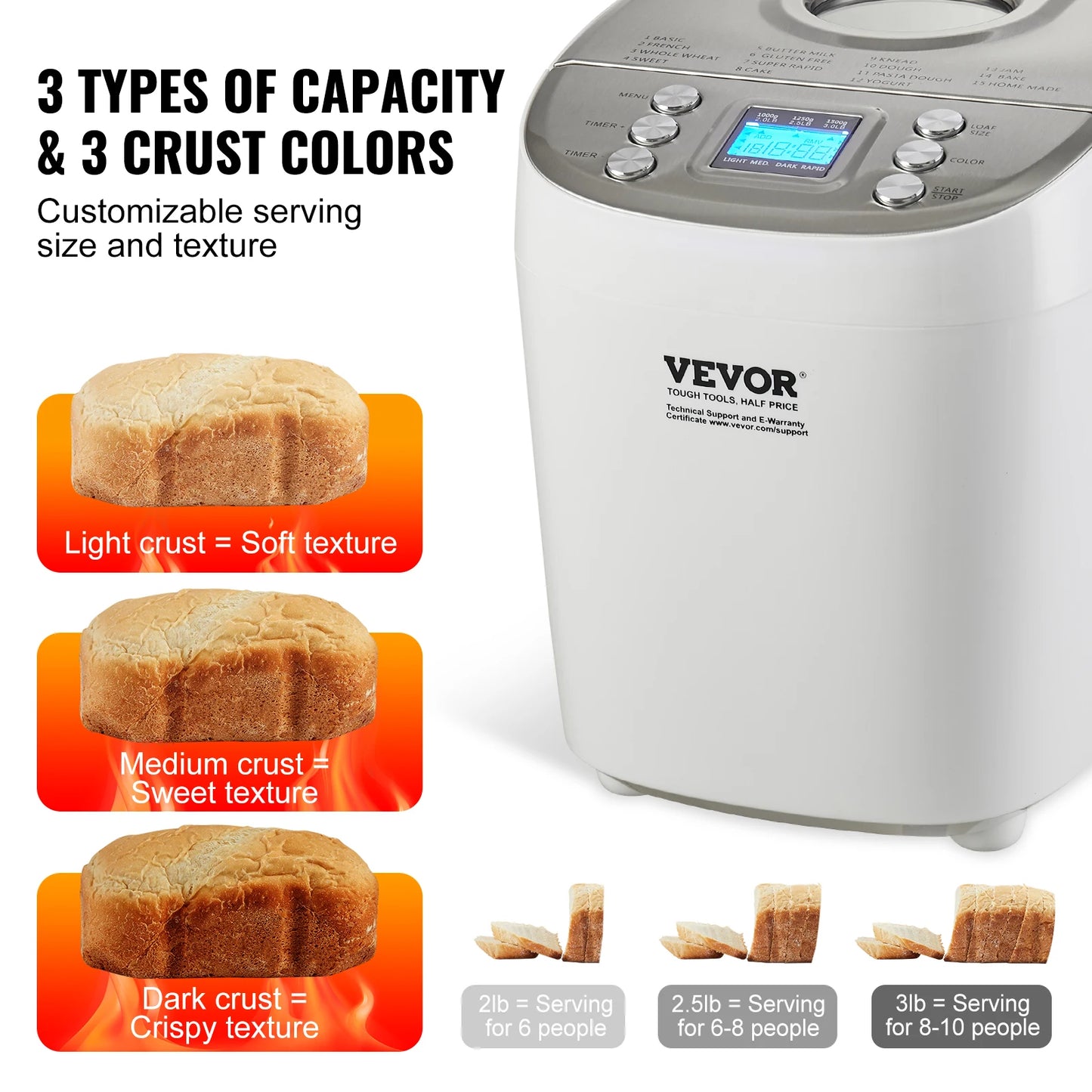 SucceBuy Automatic Bread Maker With Ceramic Pan