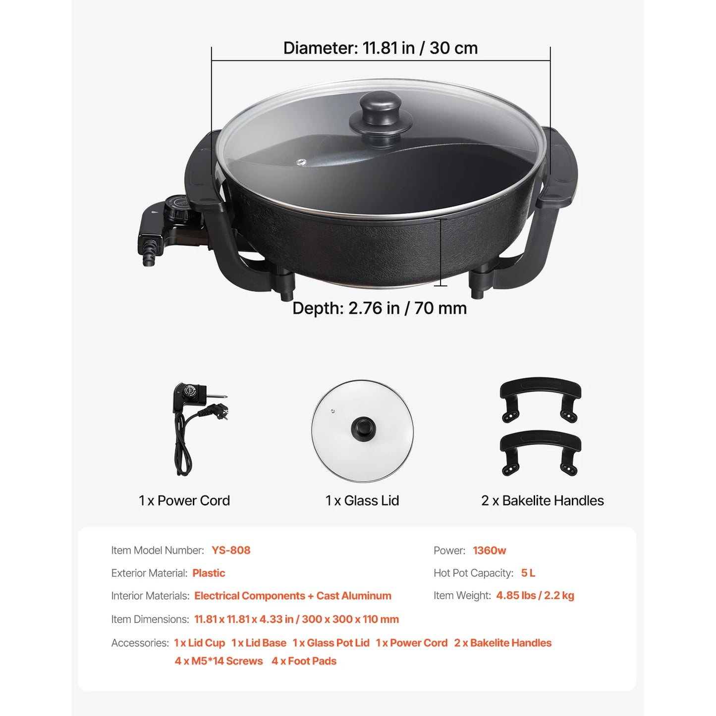 SucceBuy Dual Flavor Electric Hot Pot With Divider