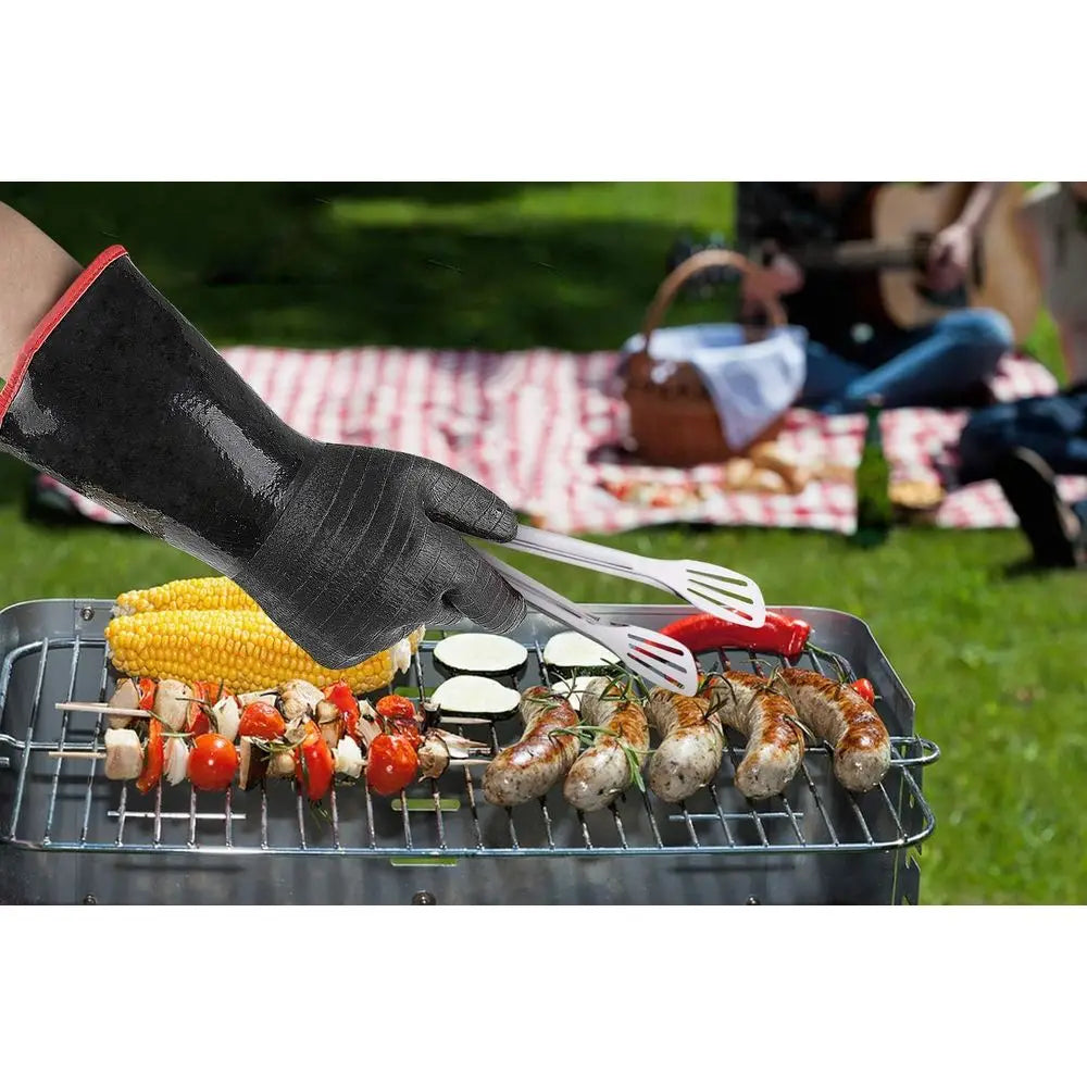 Extreme Heat Resistant Gloves for Grill BBQ, Waterproof Long Sleeve Pit Grill Gloves for Fryer, Oven, Smoker, Oil Resistant Neop