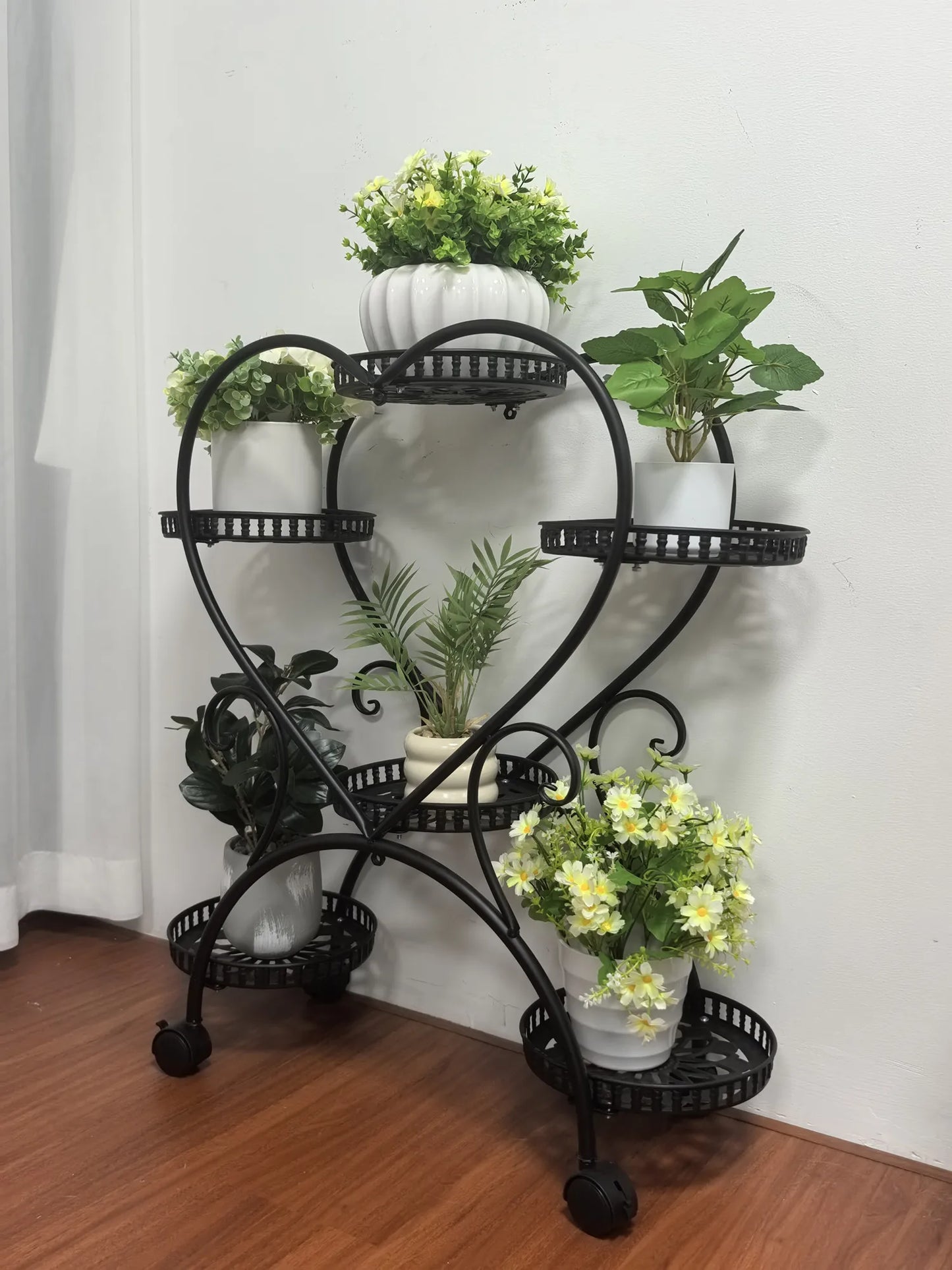 Wisfor Heart Shaped Metal Rolling Plant Stand