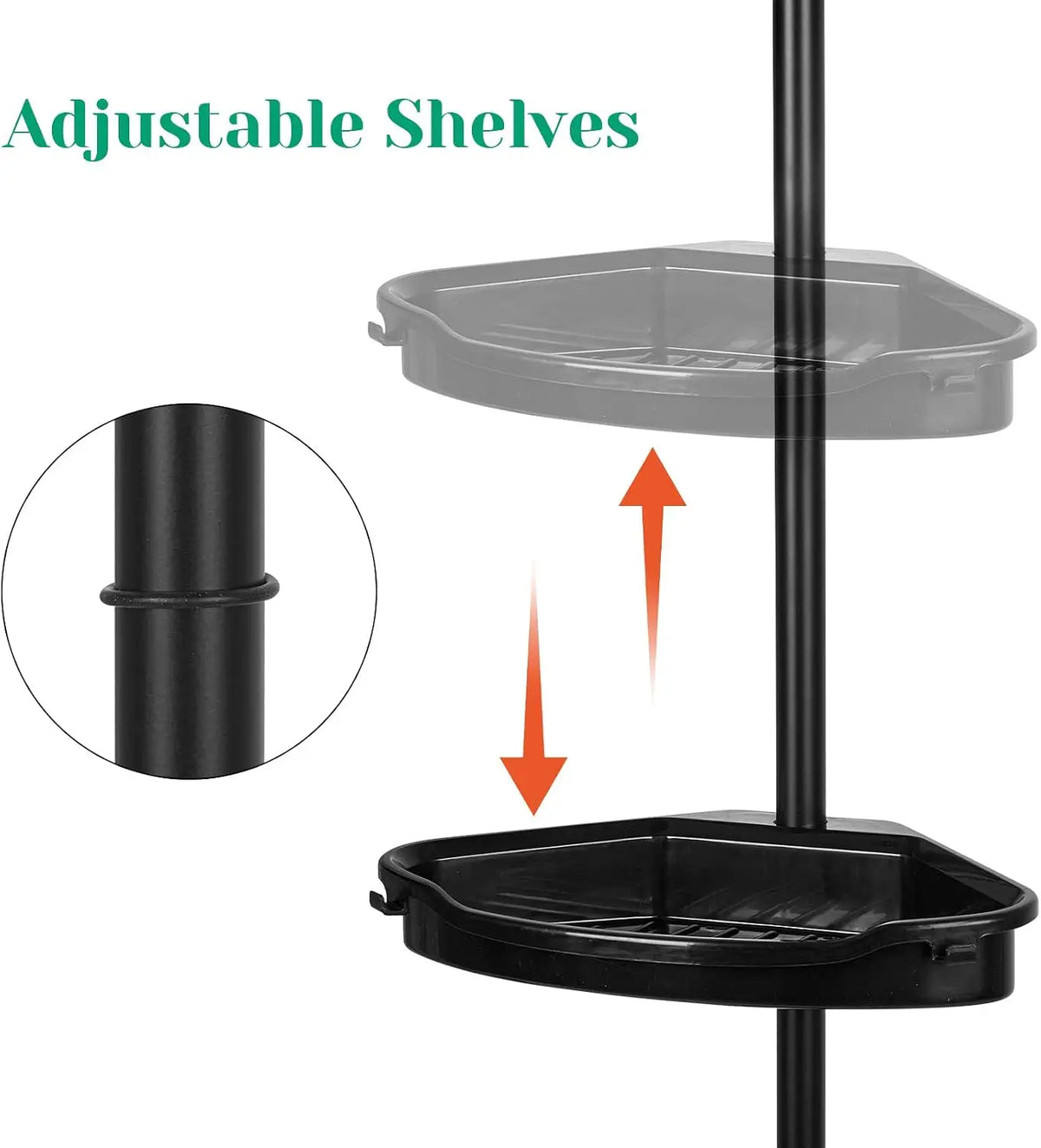 Corner Shower Caddy With Tension Pole Organizer