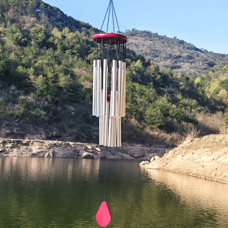 Metal Wind Chime With Wooden Top For Garden Decor