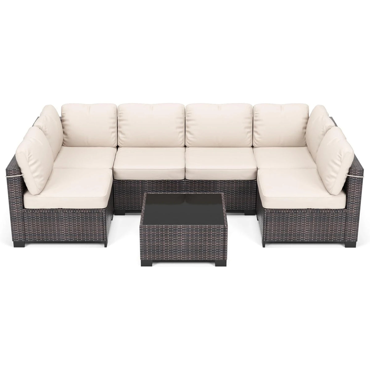 HiMISS Modular Outdoor Rattan Conversation Sofa Set