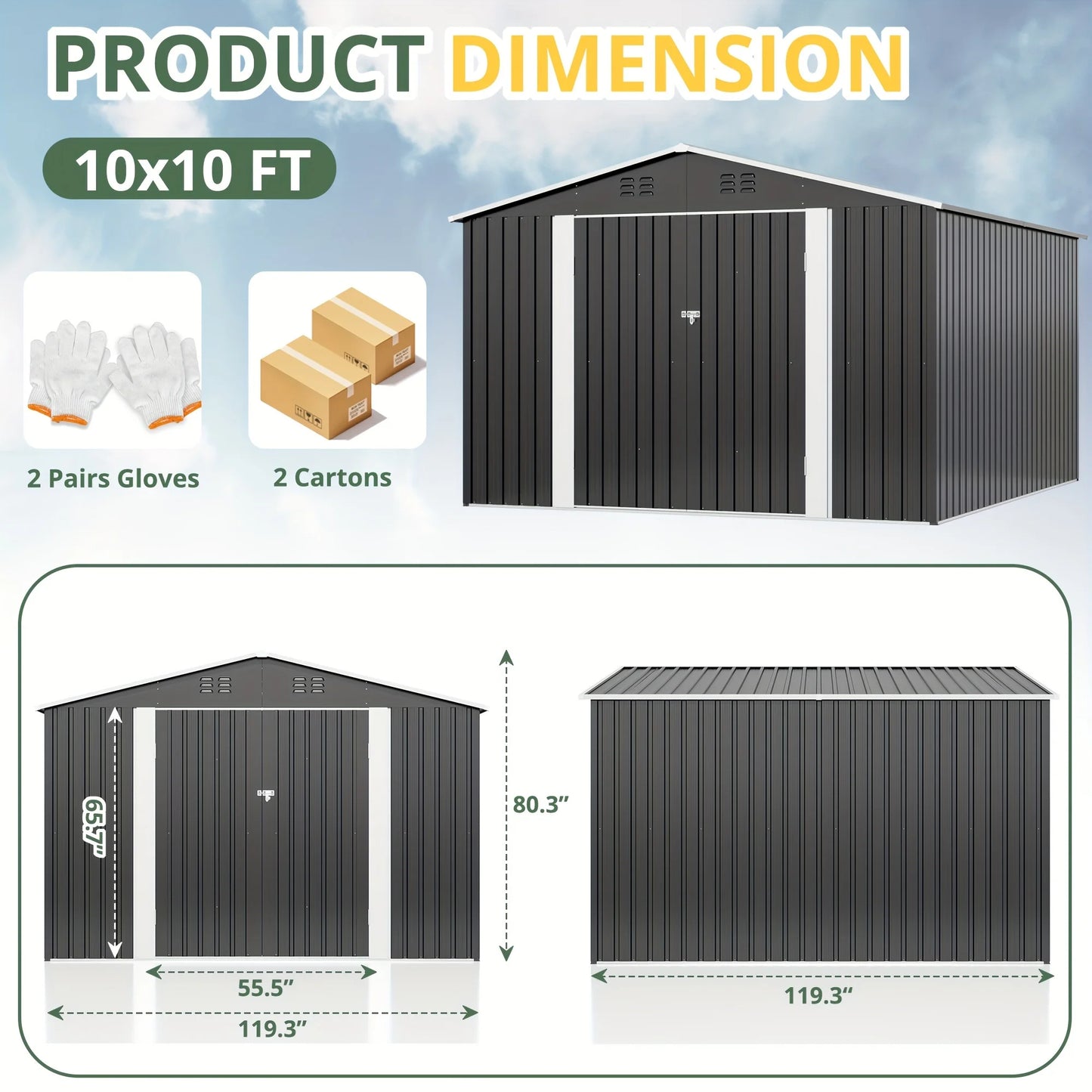 Viwat Heavy Duty Metal Outdoor Storage Shed
