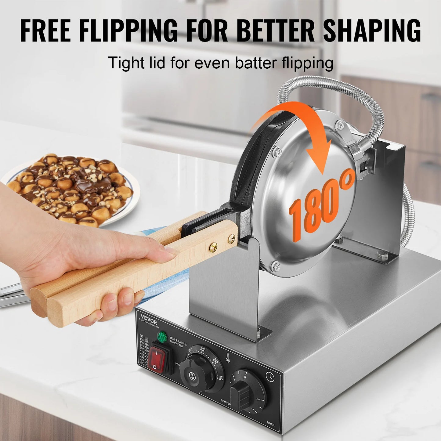 SucceBuy Commercial Egg Bubble Waffle Maker Machine