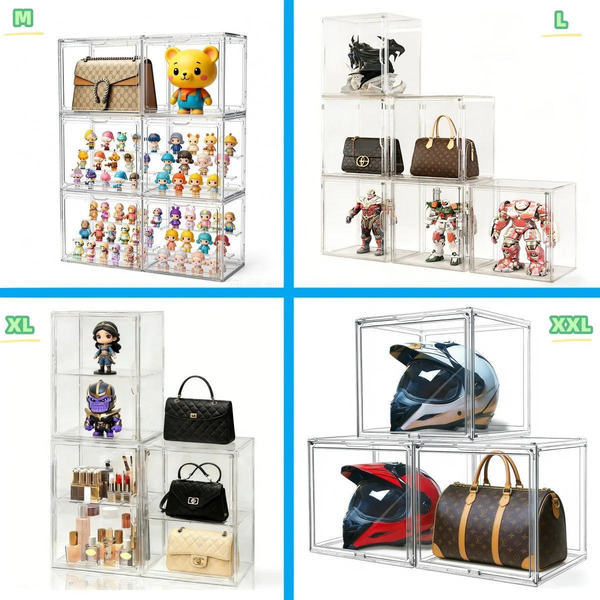 Acrylic Display Box, Clear Stackable Storage Case Bins Organizer for Blind Box Toy Collectible Cosmetic Makeup Figure