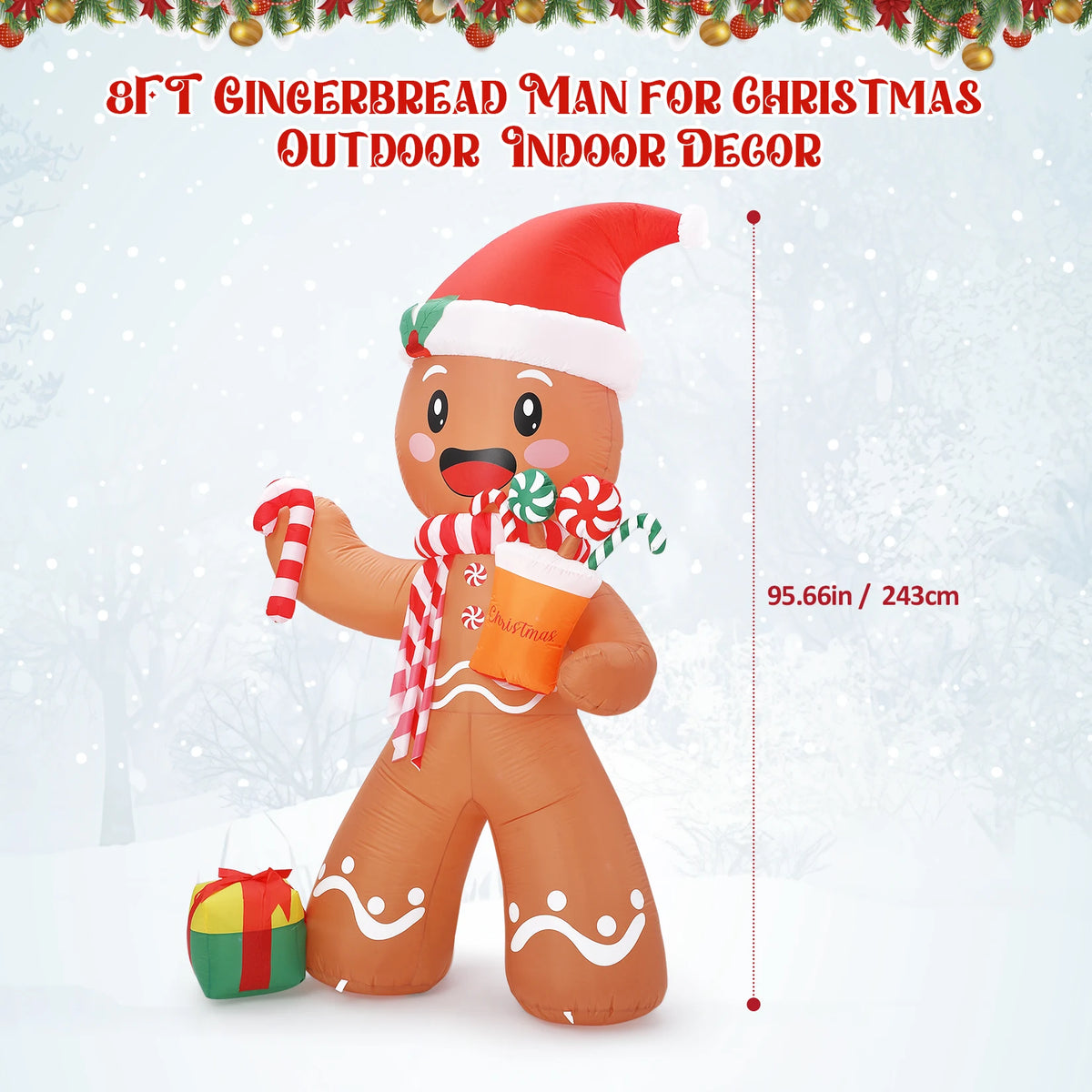 HiMISS Lighted Gingerbread Man Christmas Inflatable