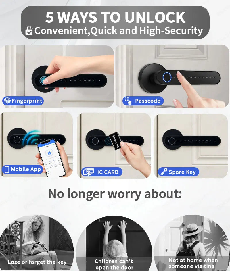 DSKDFTY Keyless Fingerprint Door Lock With Biometric Access