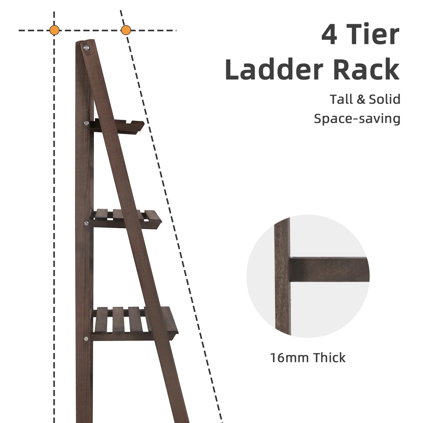 Wooden Folding 4 Tier Ladder Shelf