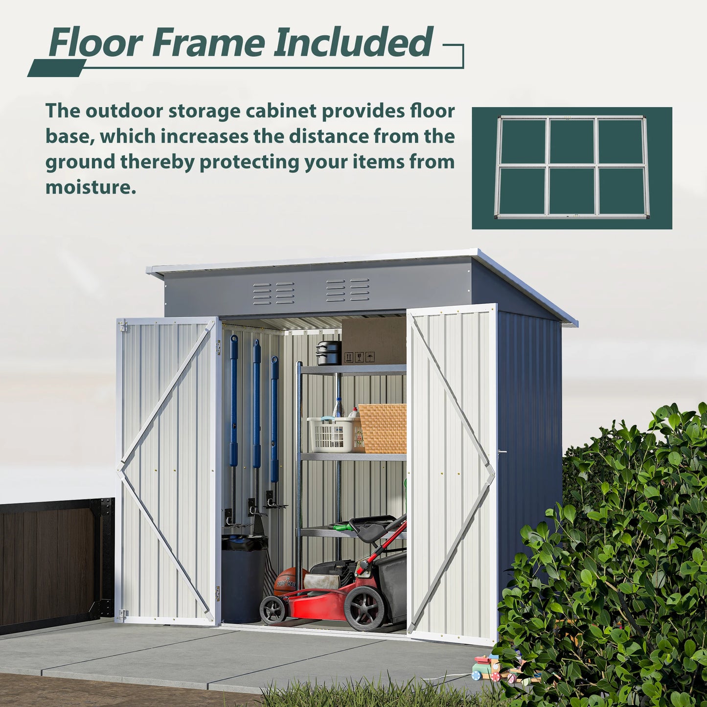 GIHAUVIA Metal Outdoor Storage Cabinet With Lockable Doors