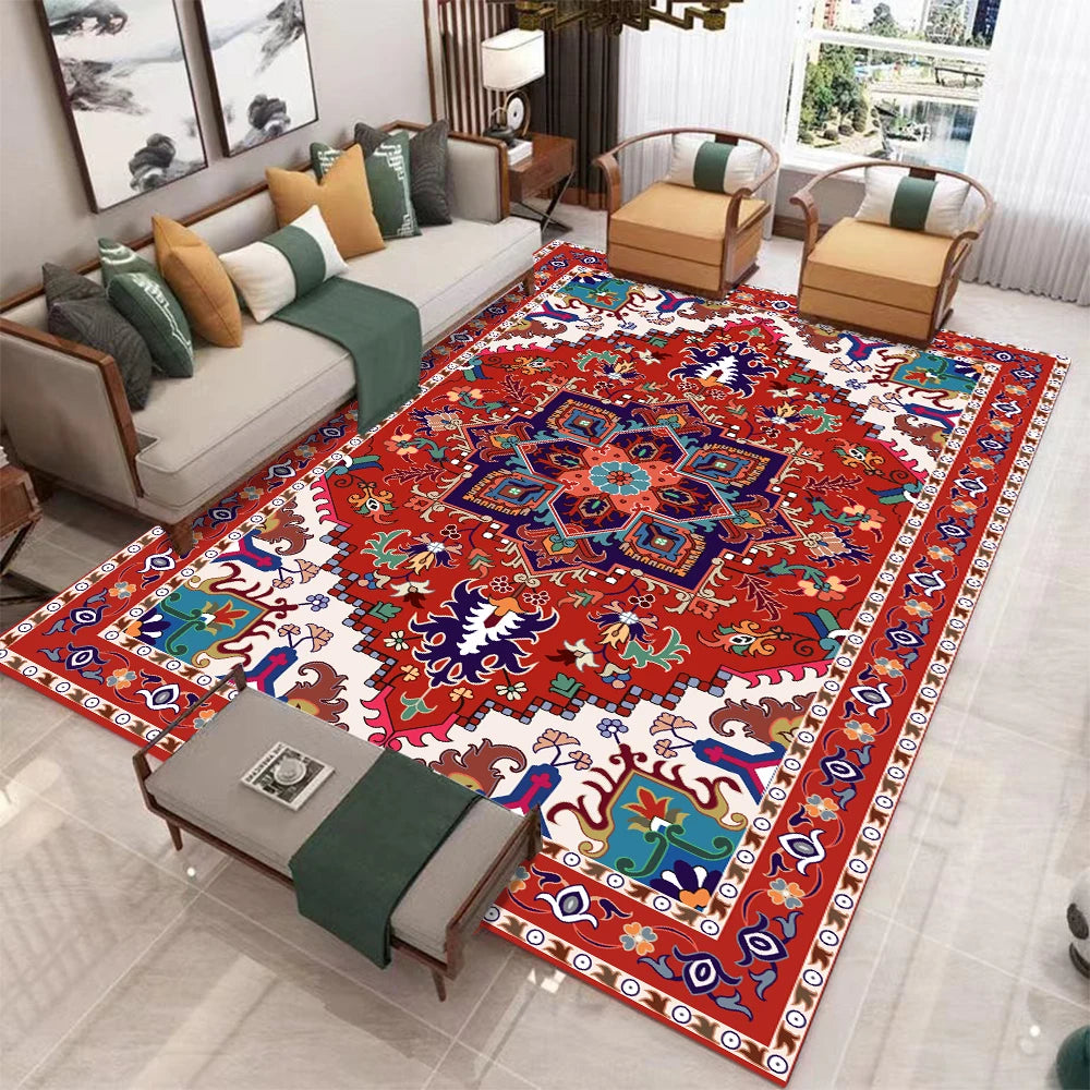 European Retro  Large Carpet for Living Room. Luxury Decoration Rug Non-slip.  Washable Soft Mat