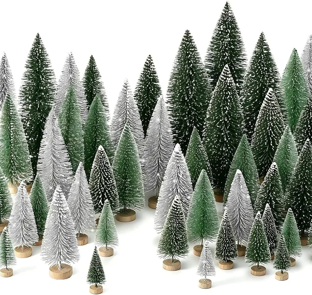 Artificial Christmas Bottle Brush Trees With Wooden Base