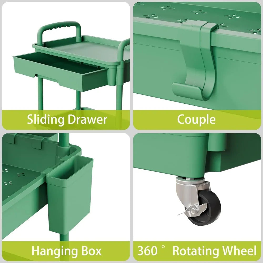 Three Tier Rolling Cart Mobile Storage Organizer for Laundry Bathroom Office Kitchen Craft Diaper Bedside Snack