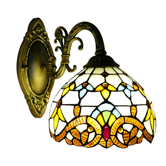 Tiffany Wall Lamp.   Indoor Vintage Wall Lamp.  Retro Handmade Dome Lamp for Living Room, Staircase, Bedroom