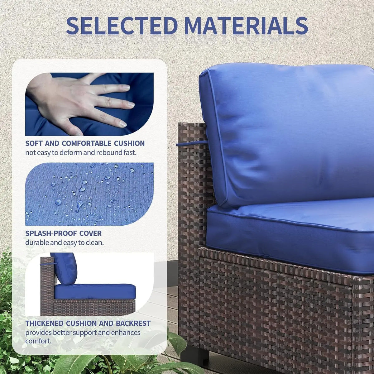 HiMISS Modular Outdoor Rattan Conversation Sofa Set