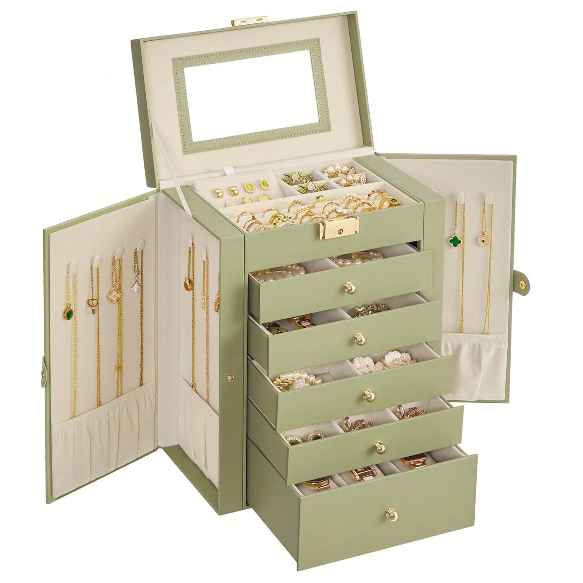 Jewelry Organizer Box With Mirror And Lock